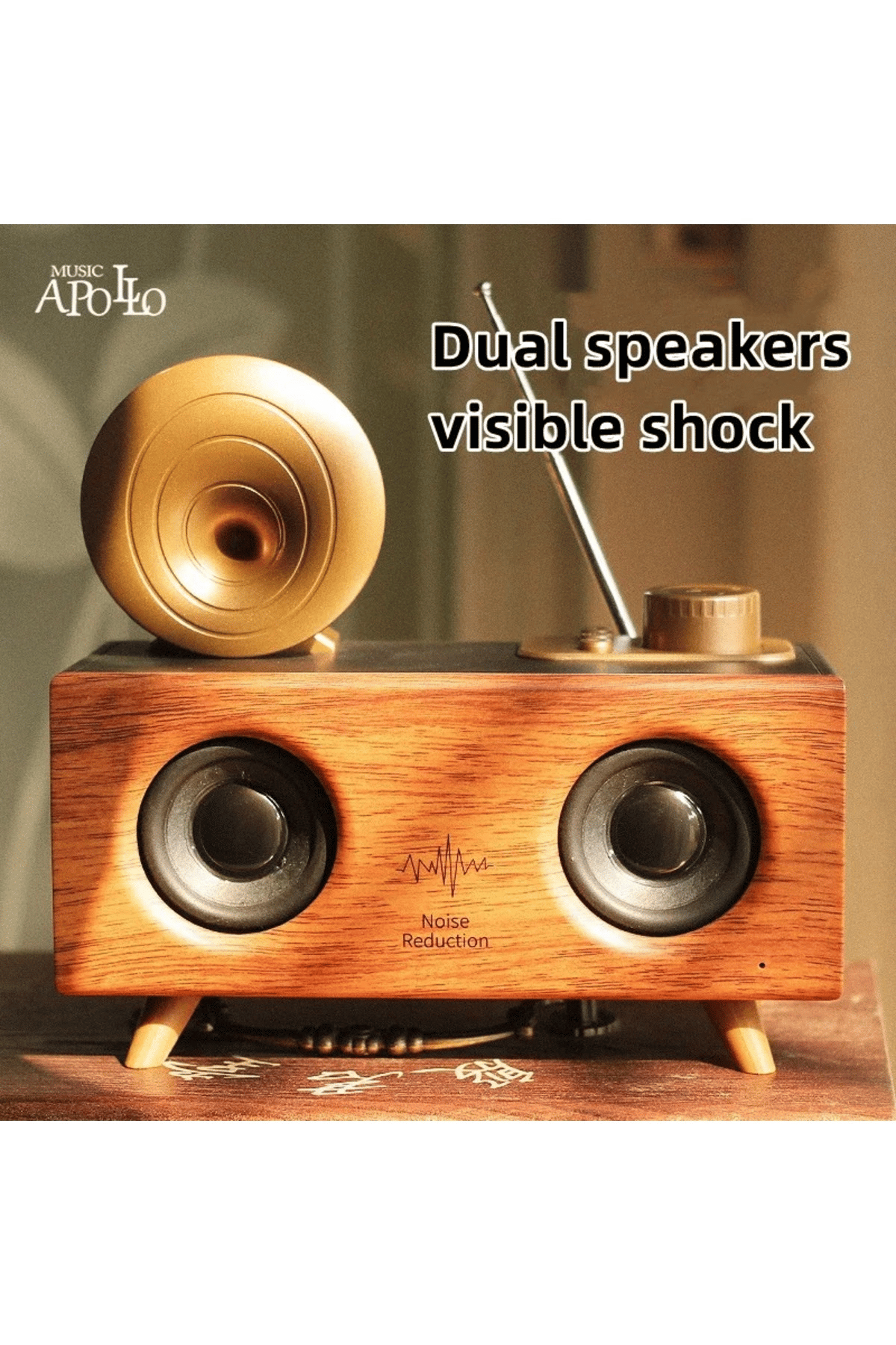 Klasik Tasarımlı Bluetooth Hoparlör ve Nostaljik Radyo, Kahverengi Renk Seçeneği
