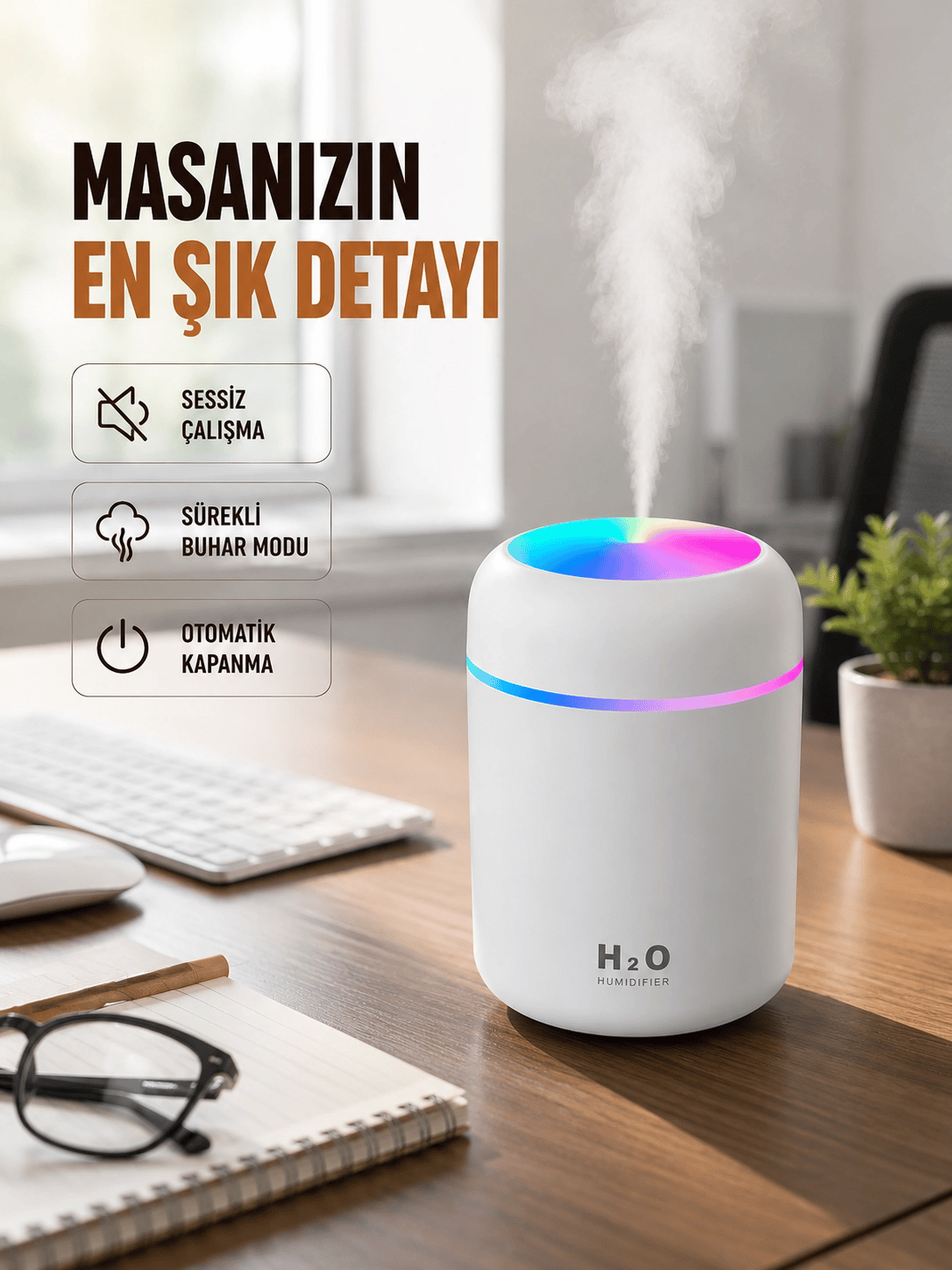 Kompakt Boyutlu Nemlendirici – 30-45ml/h Buhar Kapasiteli