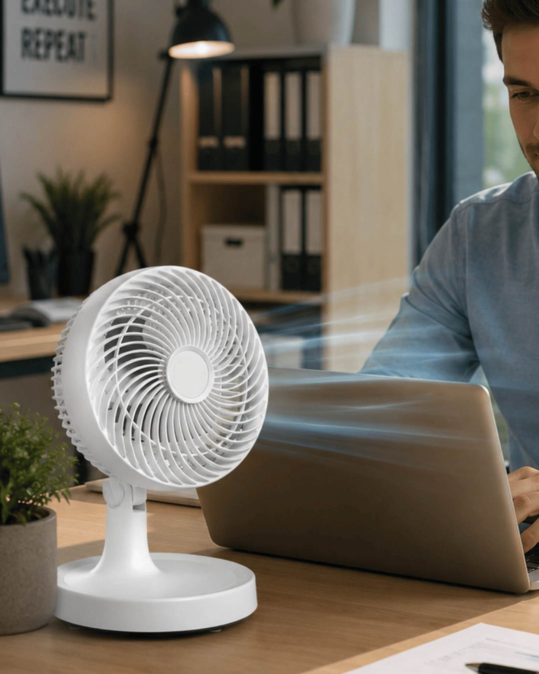 Kompakt Mini Fan Otomatik Salınımlı Sessiz Masaüstü Vantilatör