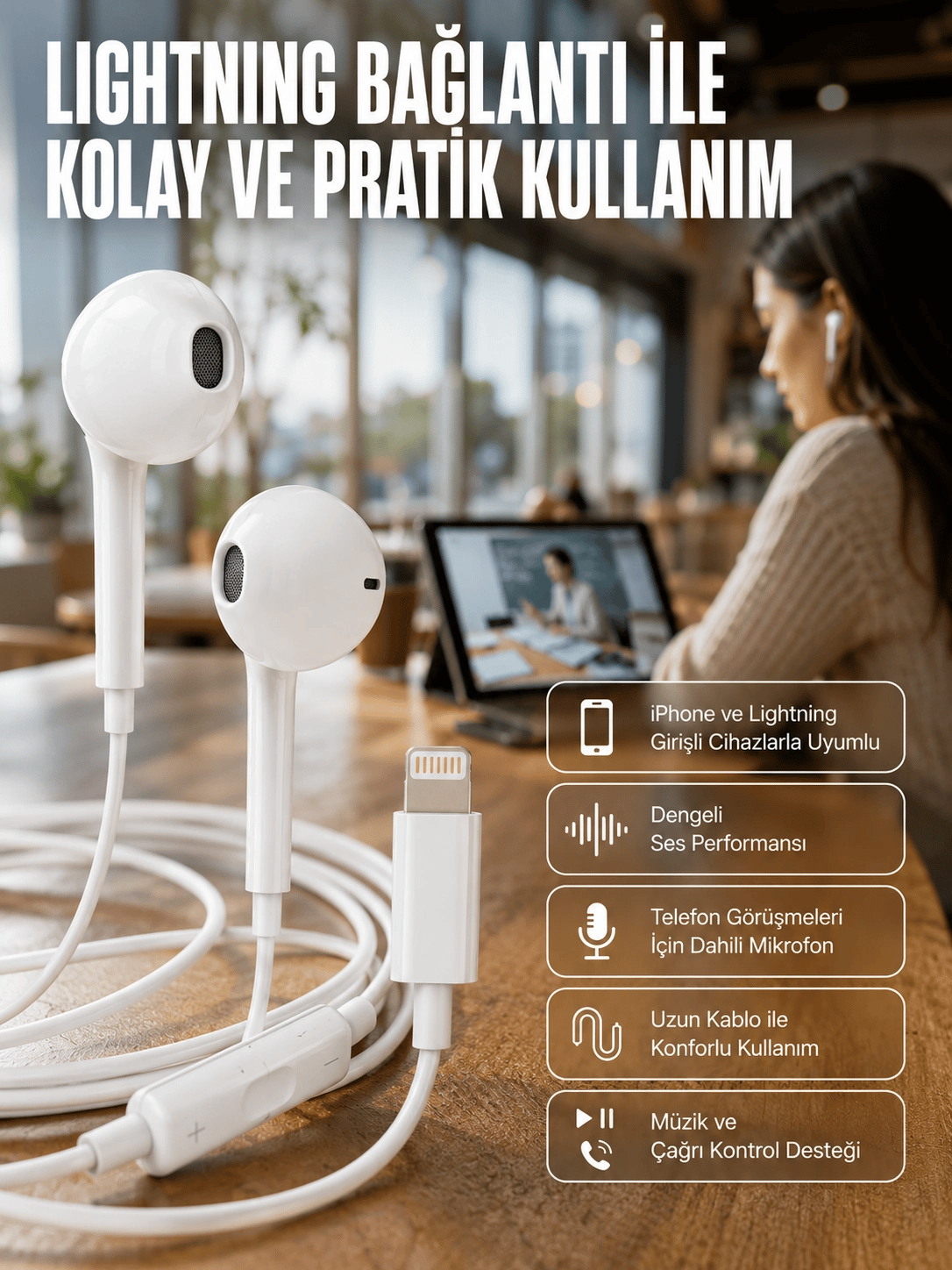 Konforlu Ergonomik Kare Tasarımlı Müzik ve Çağrı Kulaklığı Yeni Nesil