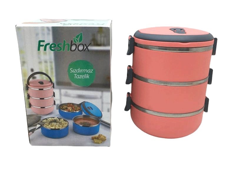 Koyu Pembe 3lü Sefer Tası Saklama Kabı 1.8lt Bx40