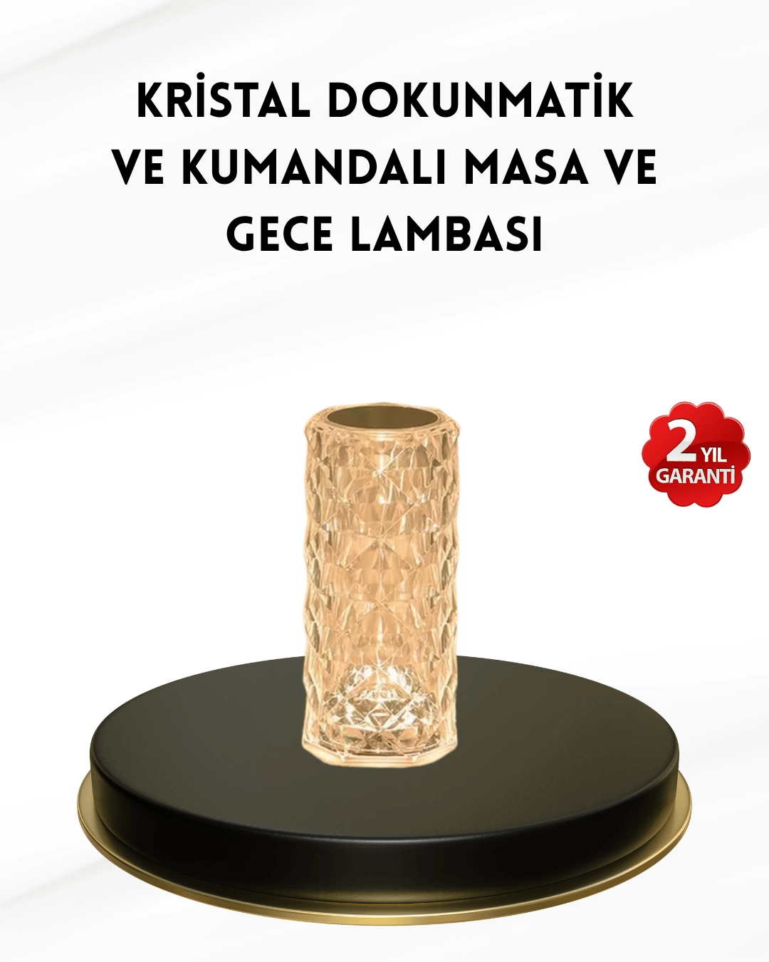 Kristal Tasarımlı RGB LED Gece Lambası – Kumandalı, Renk Değiştiren Dekoratif Işık