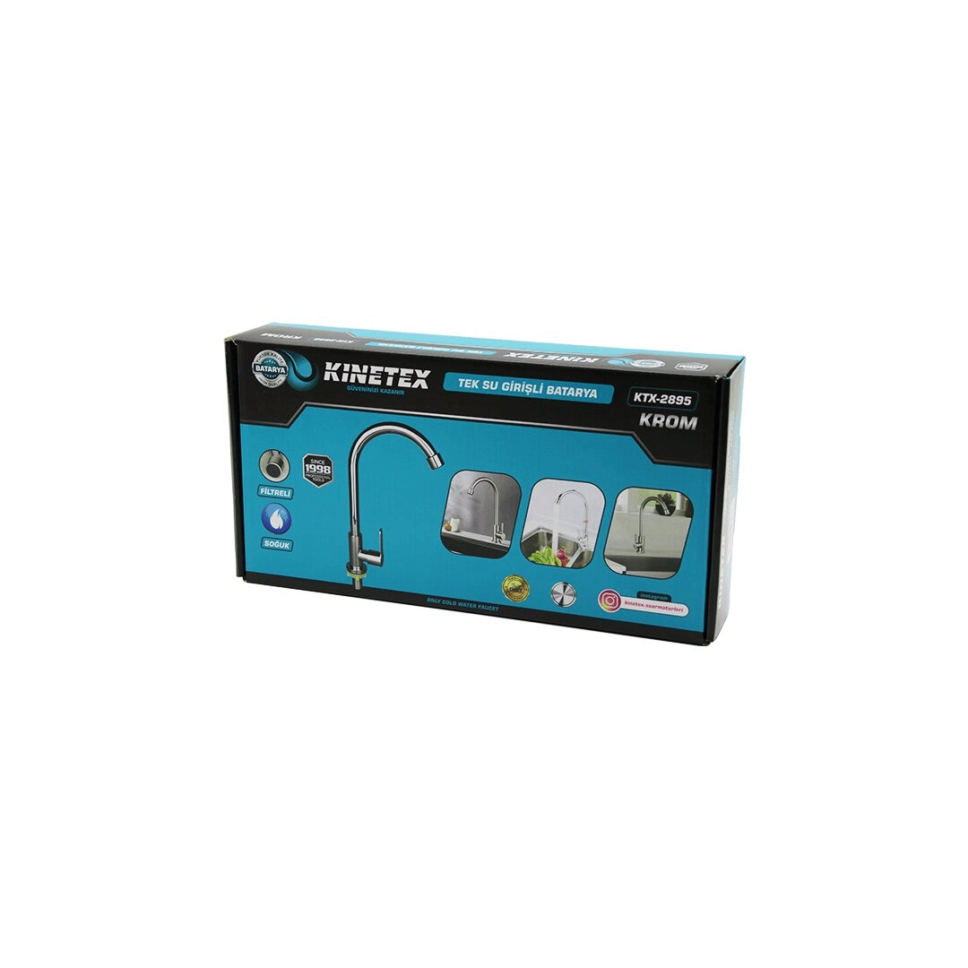 Krom Tek Su Girişli Mix Uzun Kuğu Evye Aç Kapa Batarya Bx40