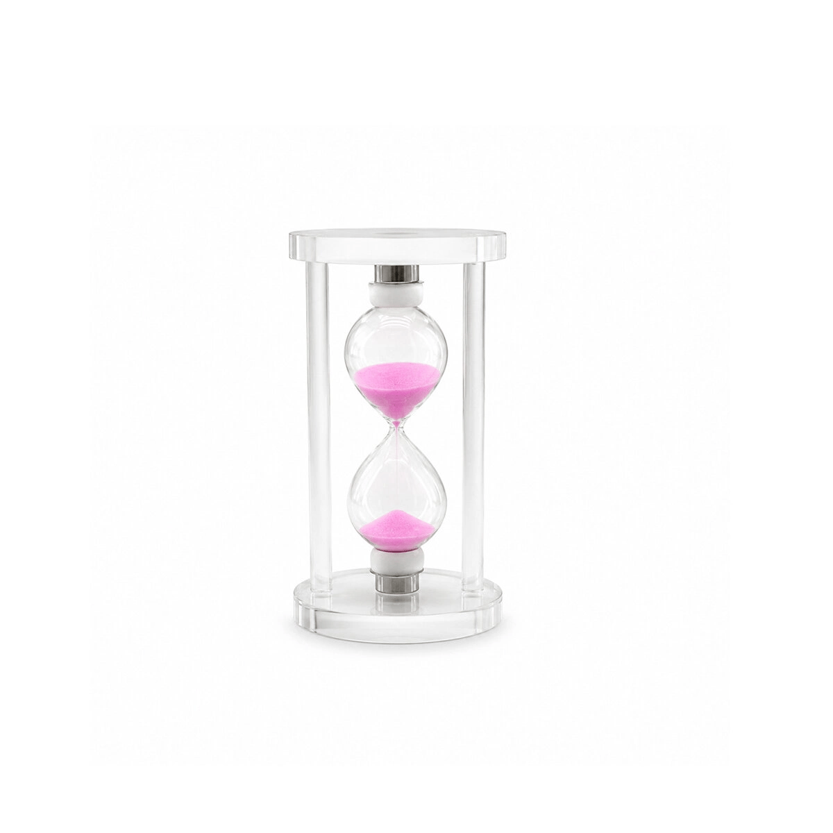 Küçük Cam Kum Saati Cam Standlı= Çap: 6cm-yükseklik: 10cm Bx40