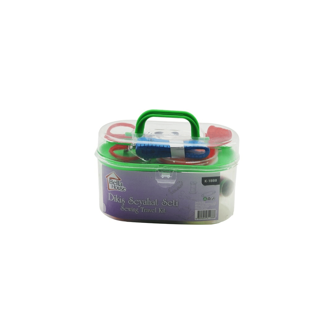 Küçük Çantalı Dikiş Seti İplik - Mezura - Tekstil Makası - İğne - Yüzük Bx40