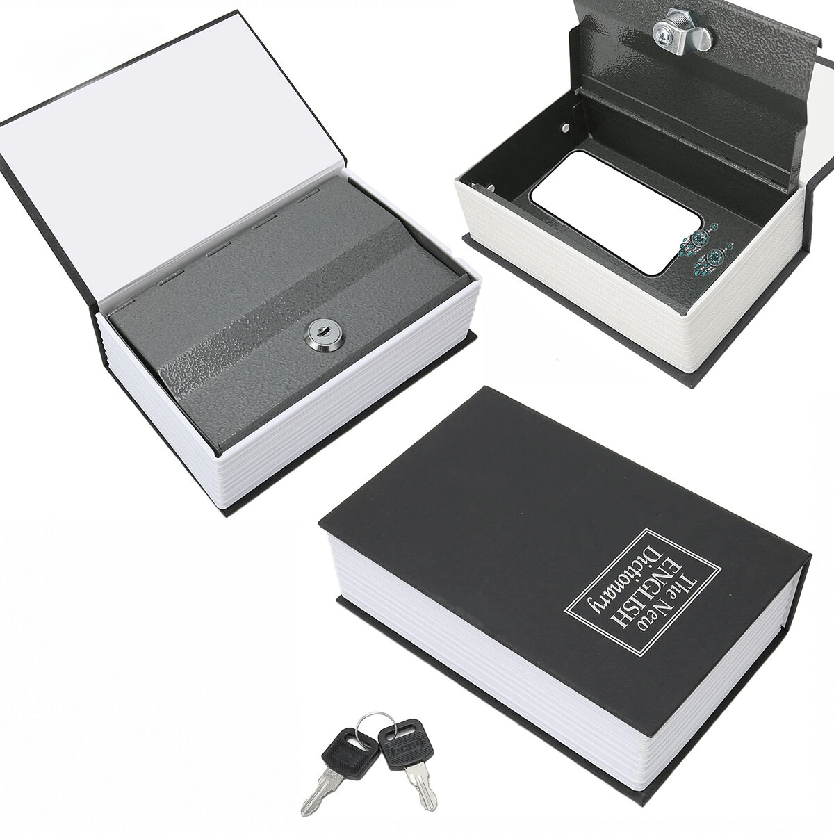 Küçük=114x80x45mm Kitap Modeli Kilitli Kasa - Kumbara Renkli Bx40