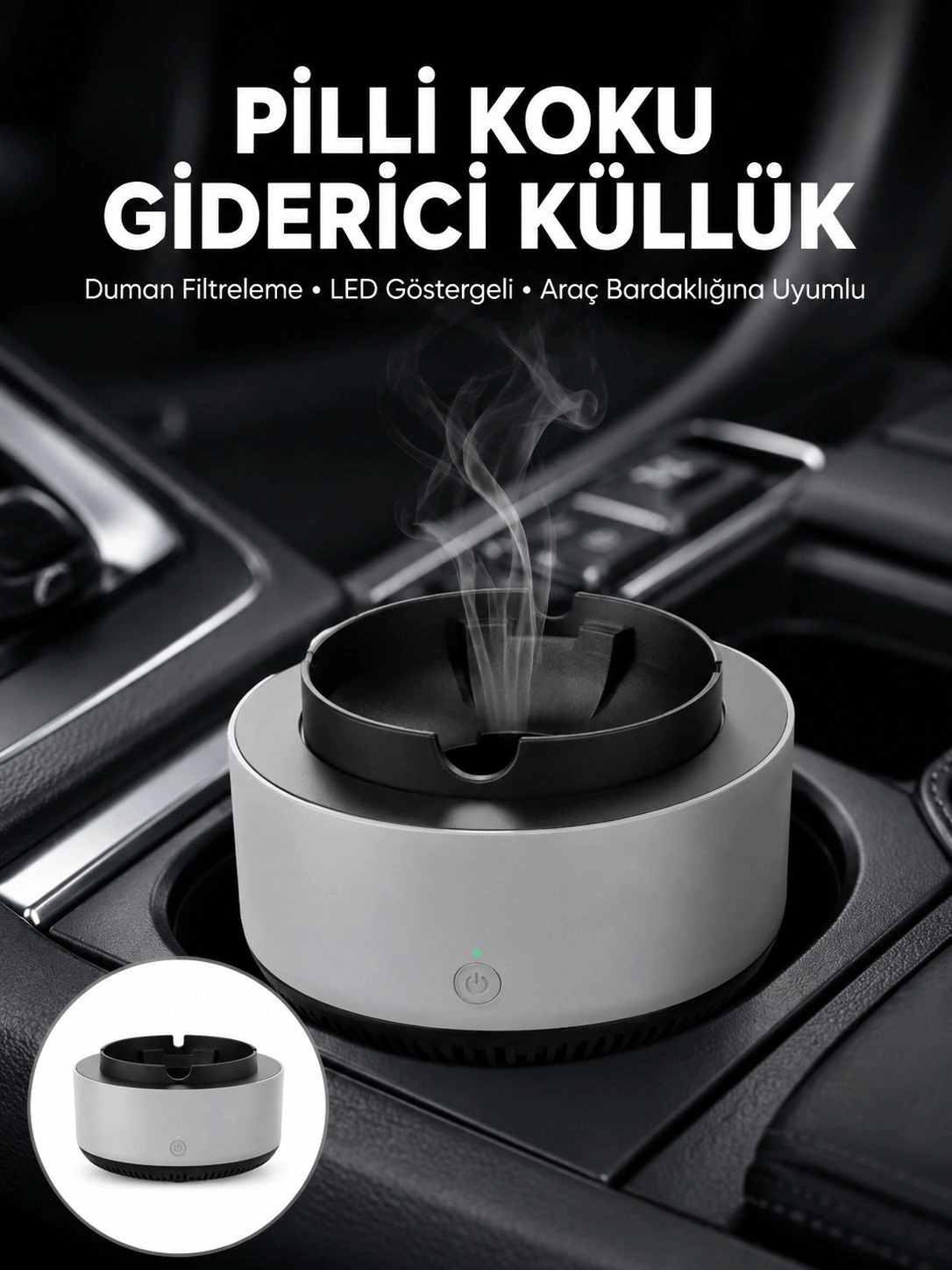 Kül Tablası Hava Temizleyici Araç Akıllı Küllük Duman Temizleyici