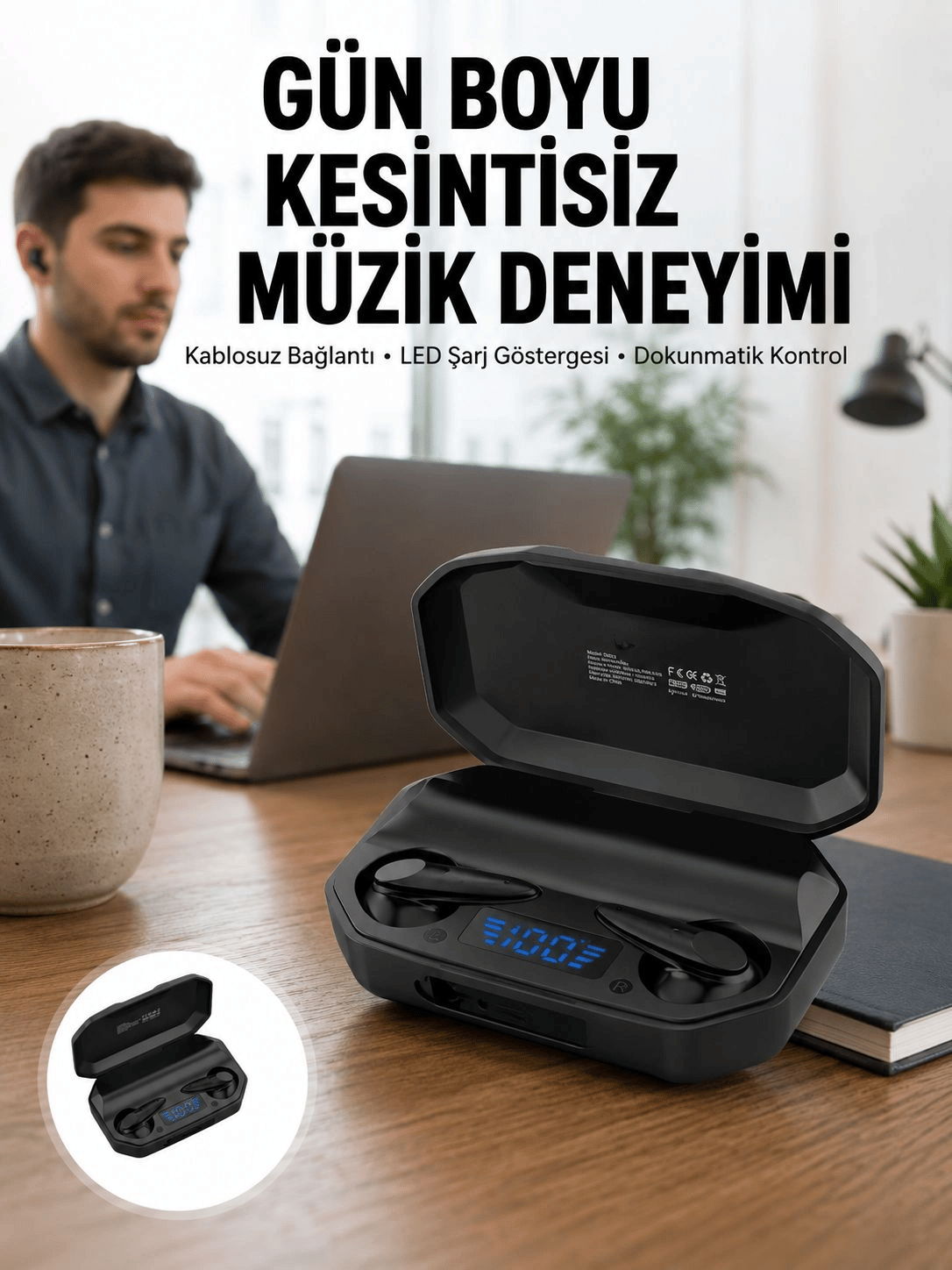 Kulaklık Bluetooth 5.2 Kablosuz Kulakiçi Rgb Işıklı Çift Mikrofonlu Yeni Nesil