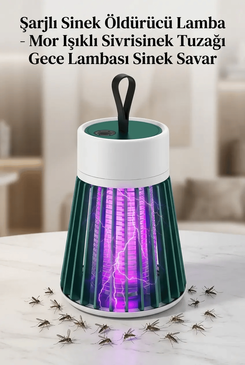 Kullanışlı Mor Işıklı Sineksavar Lamba Şarjlı Tek Tuşlu Koruyucu Gövdeli Ürün Modeli