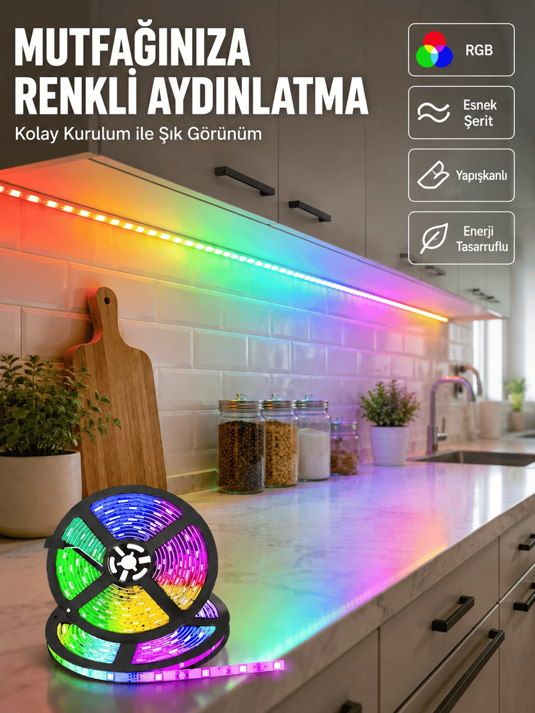 Kumandalı 5 Metre Şerit LED Dekoratif Aydınlatma