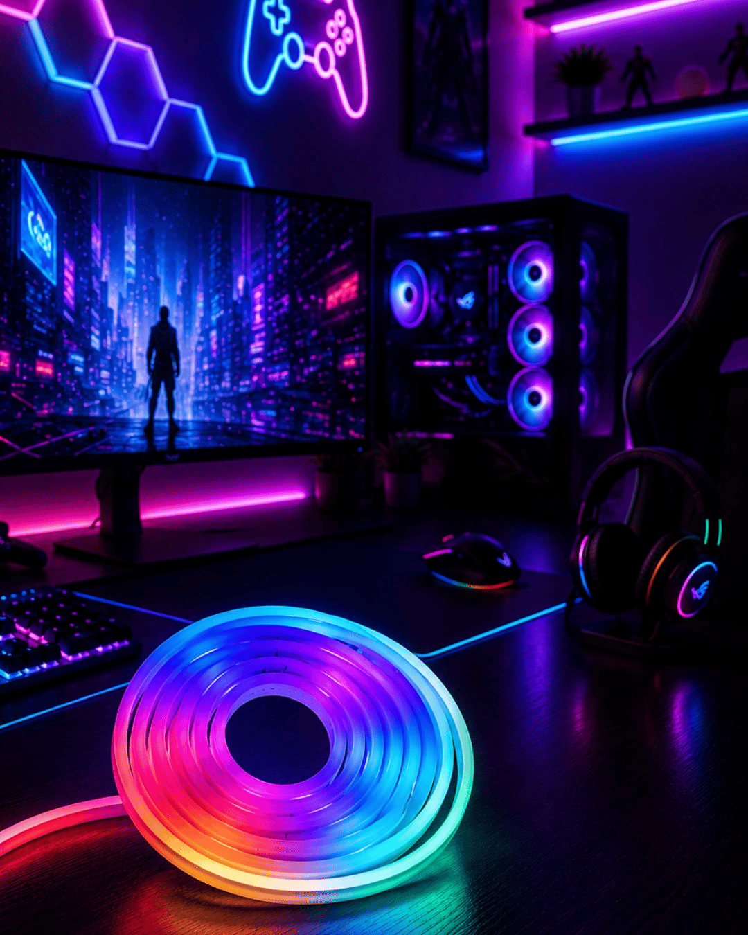 Kumandalı Su Geçirmez RGB Led Şerit Işık Müzik Senkronlu Neon Led