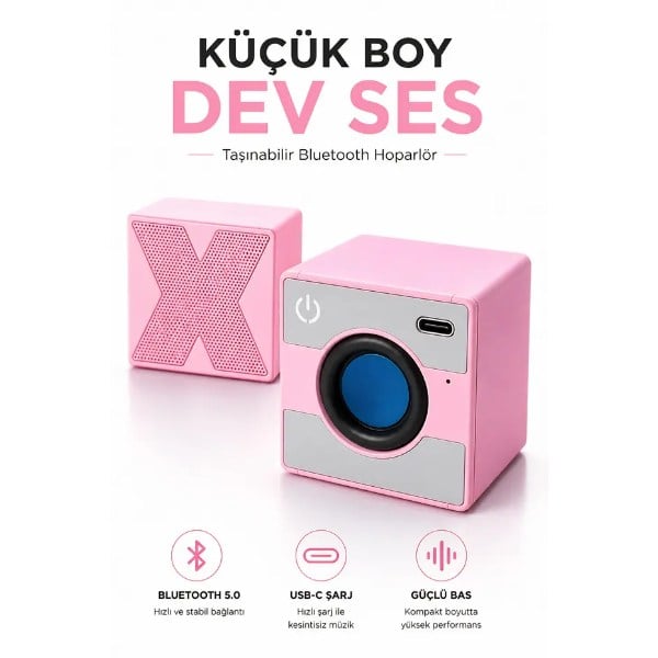 Küp Mini Taşınabilir Hoparlör