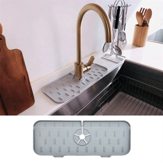 Lavabo İçin Silikon Esnek Mat Musluk Sapı Damlama Tutucu Raf Mutfak Tezgahı Sıçrama Koruma Bx40