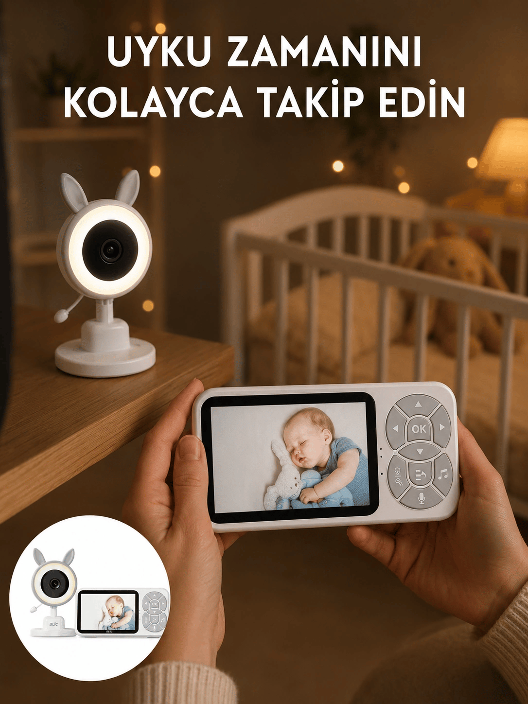 LCD Ekranlı Bebek İzleme Kamerası Ninnili Gece Görüşlü Güvenlik Sistemi Yeni Nesil