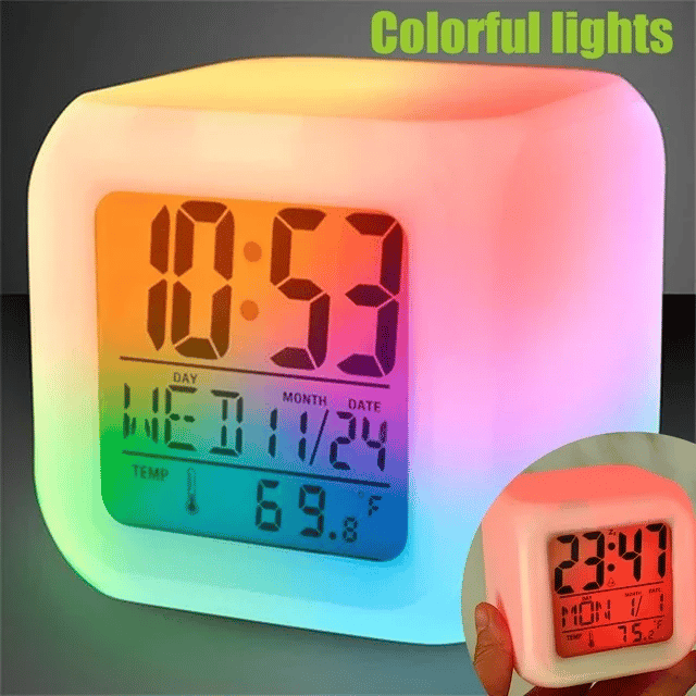 Led Dijital Renkli Masa Saati Alarm Termometre Tarih Masaüstü Saat Bx40