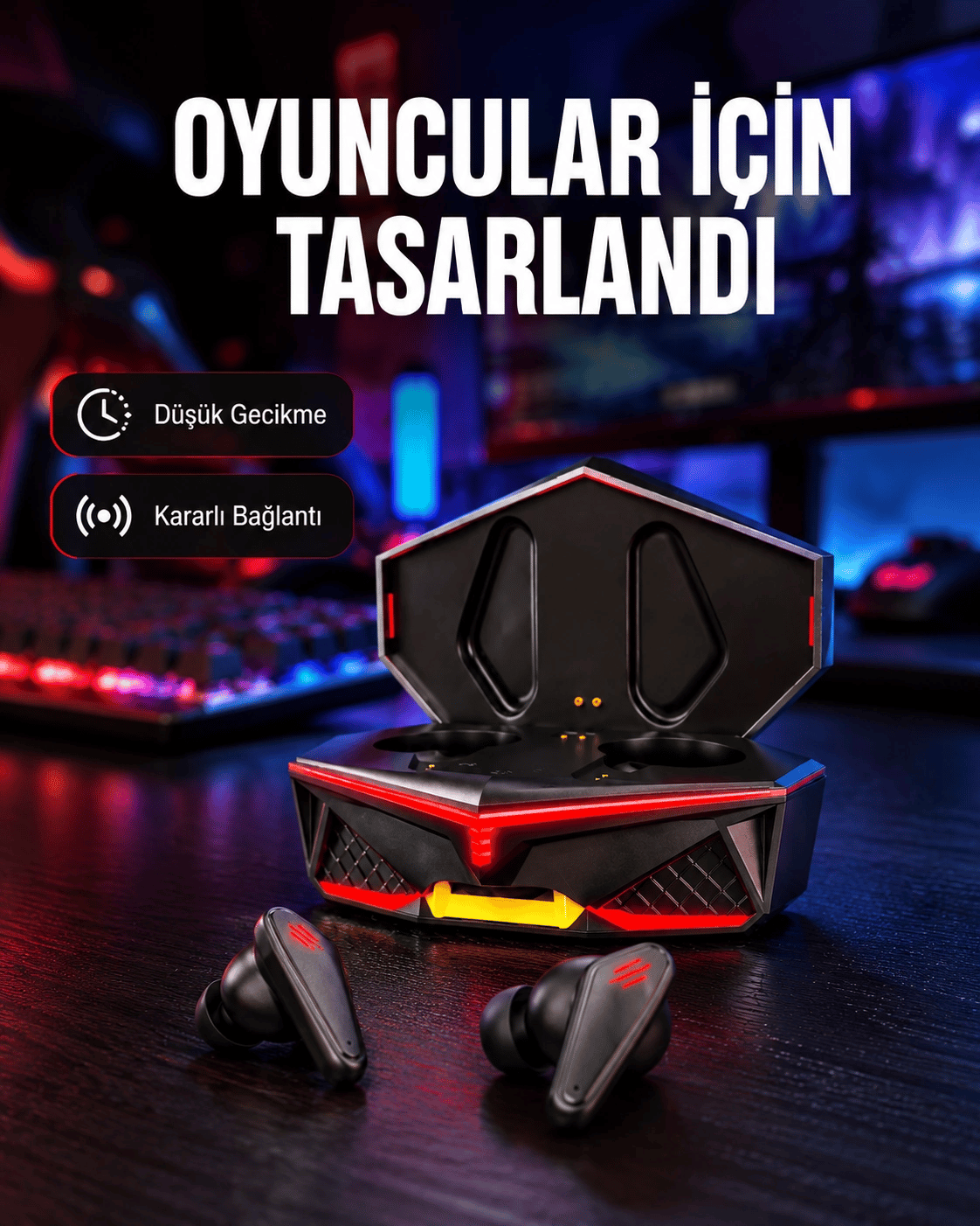 Led Işıklı Metal Kasa Kablosuz  Kulaklık Yeni Nesil