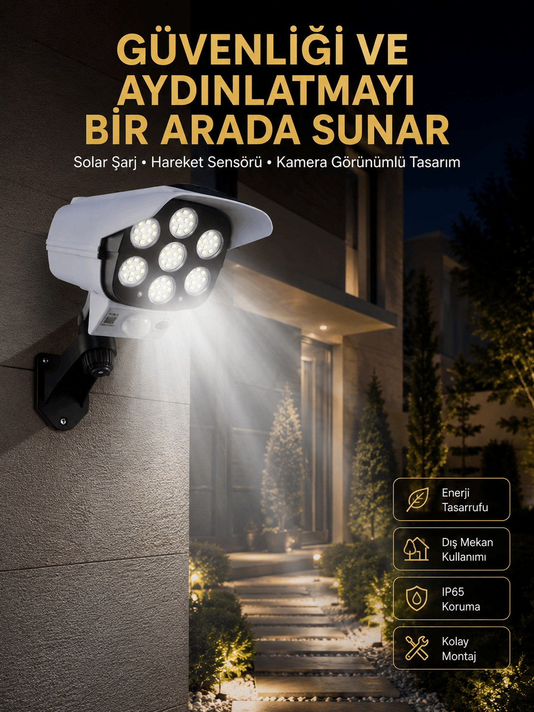 LED Lamba-Güneş Paneli Destekli Uzaktan Kumandalı Solar LED Lamba