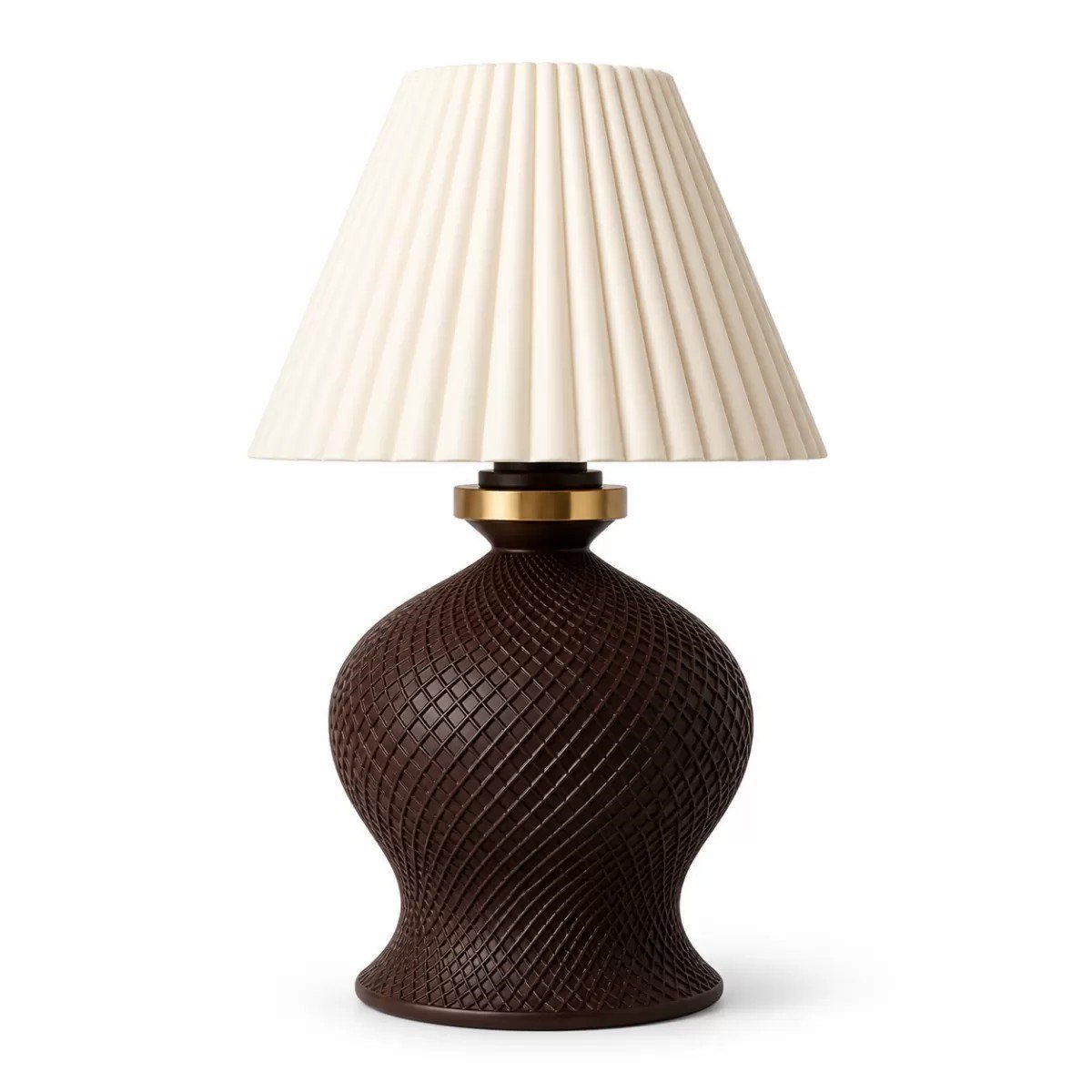 Luxury Tasarımlı Abajur – Yatak Odası Ve Çocuk Odası İçin Dekoratif Aydınlatma 31x45 Cm Üst Krem Alt Kahverengi