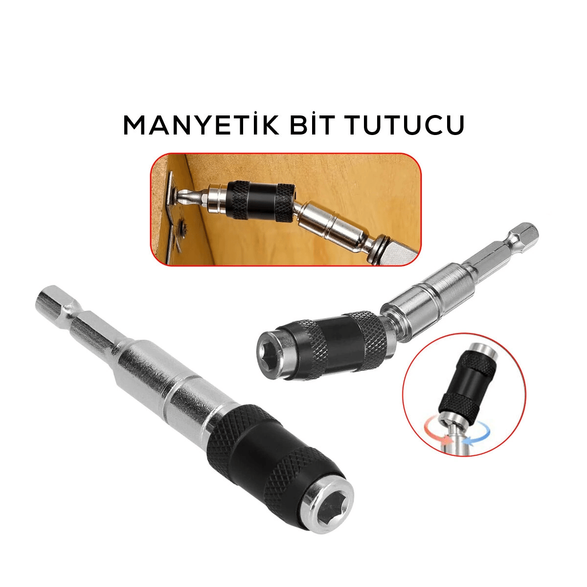 Mafsallı Manyetik Bits Tutucu 1/4 Döner Başlık = 0-20° Bx40