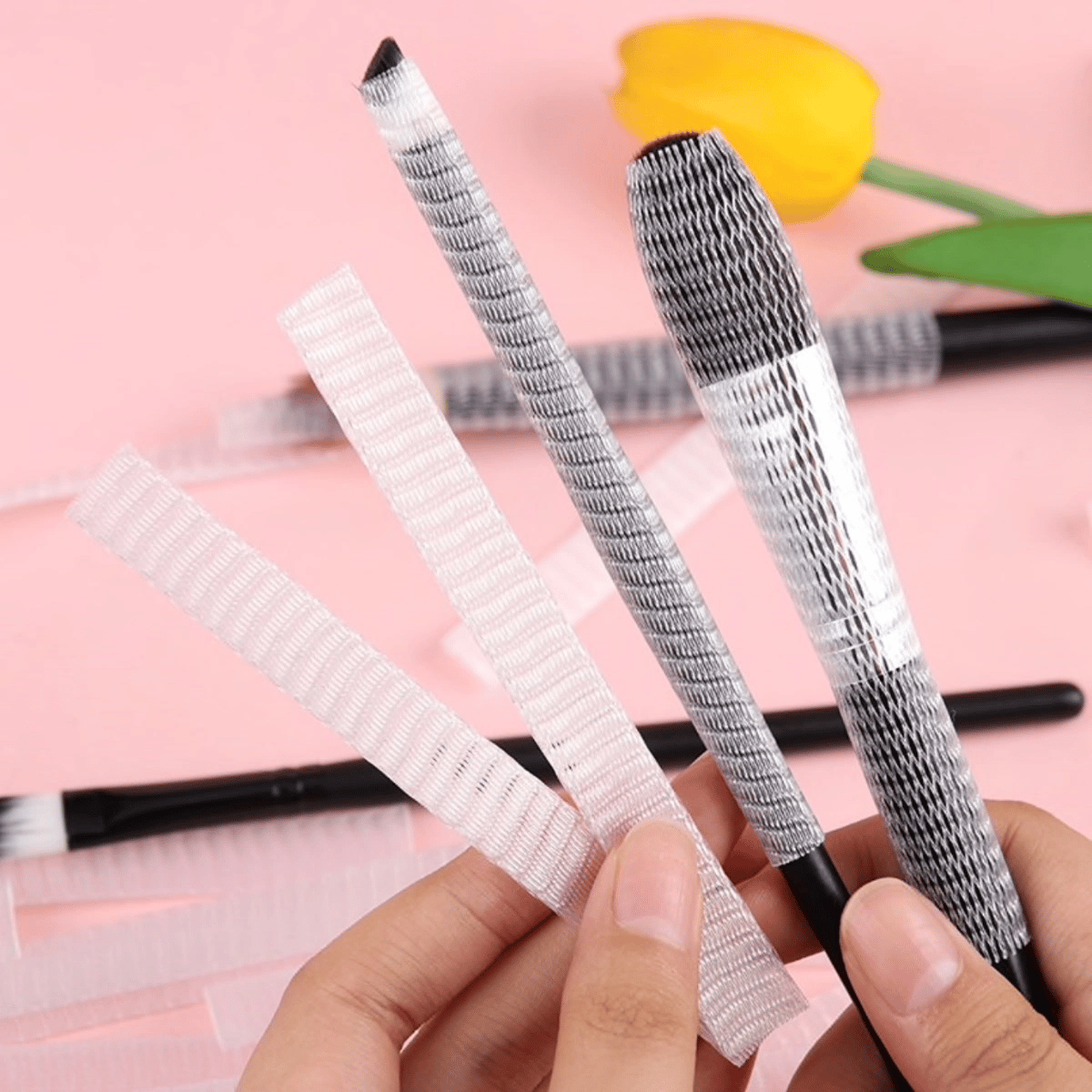 Makyaj Far Allık Kontür Eyeliner Fırça Malzemeleri Ürünleri Koruyucu File Kapak Örgü Kılıf Set 20li Bx40