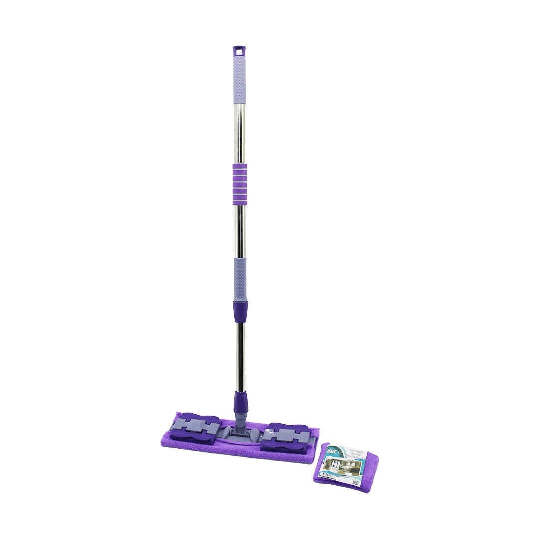 Mandallı Yüzey Temizlik Palet Mop M.fiber Paspas - Yedekli Duvar Silme Mop Metal Uzayan Sap=70-107cm- 360° Bx40