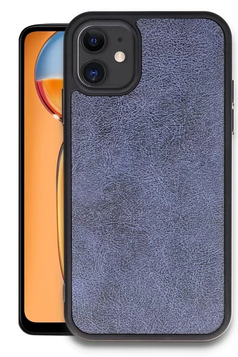 Mey İthalat®   iPhone 11 Kılıf Aras Deri Kapak - Lacivert
