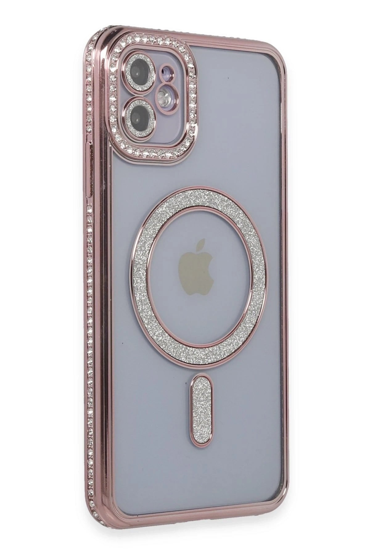 Mey İthalat®   iPhone 11 Kılıf Joke Simli Magneticsafe Kılıf - Pembe
