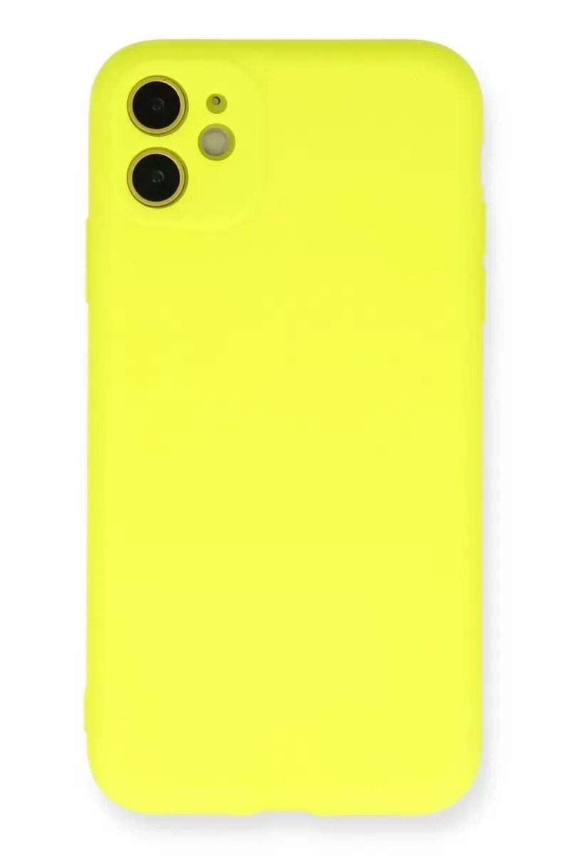 Mey İthalat®   iPhone 11 Kılıf Nano içi Kadife Silikon - Sarı