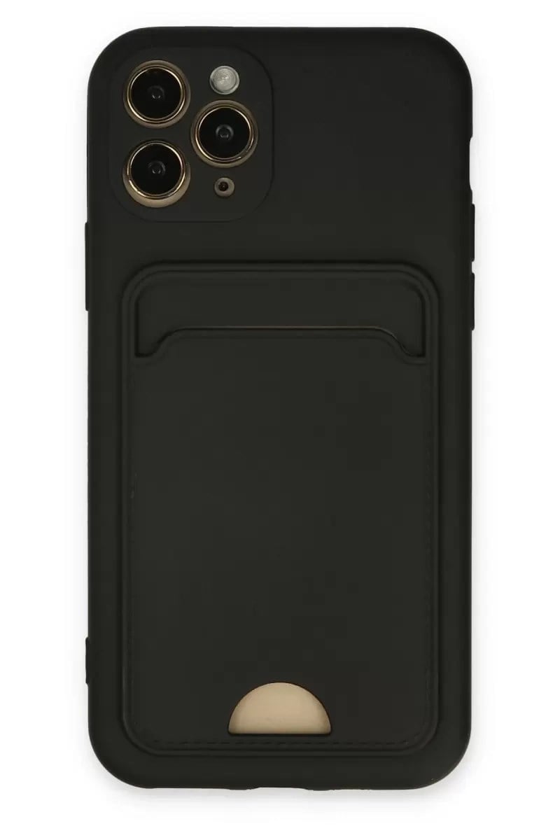 Mey İthalat®   iPhone 11 Pro Kılıf Kelvin Kartvizitli Silikon - Siyah