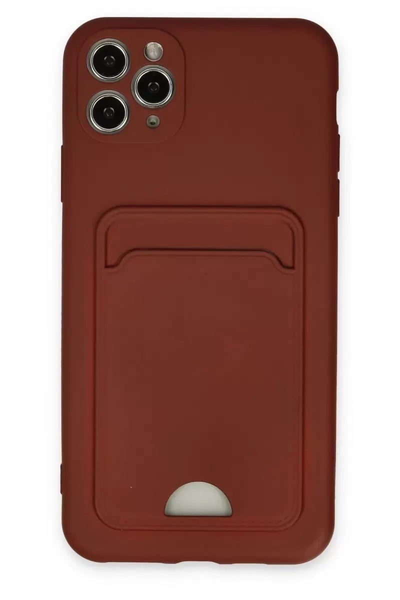 Mey İthalat®   iPhone 11 Pro Max Kılıf Kelvin Kartvizitli Silikon - Bordo