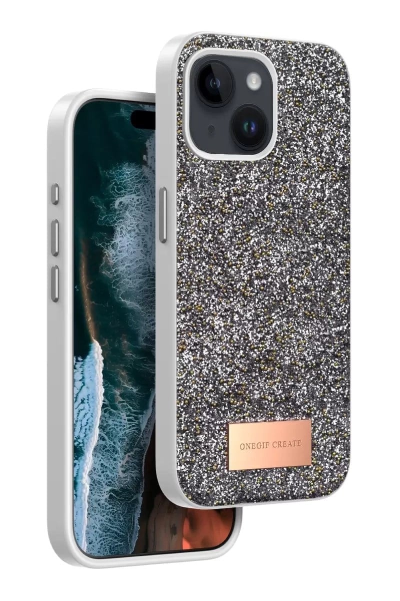 Mey İthalat®   iPhone 14 Bright Simli Kapak - Gümüş