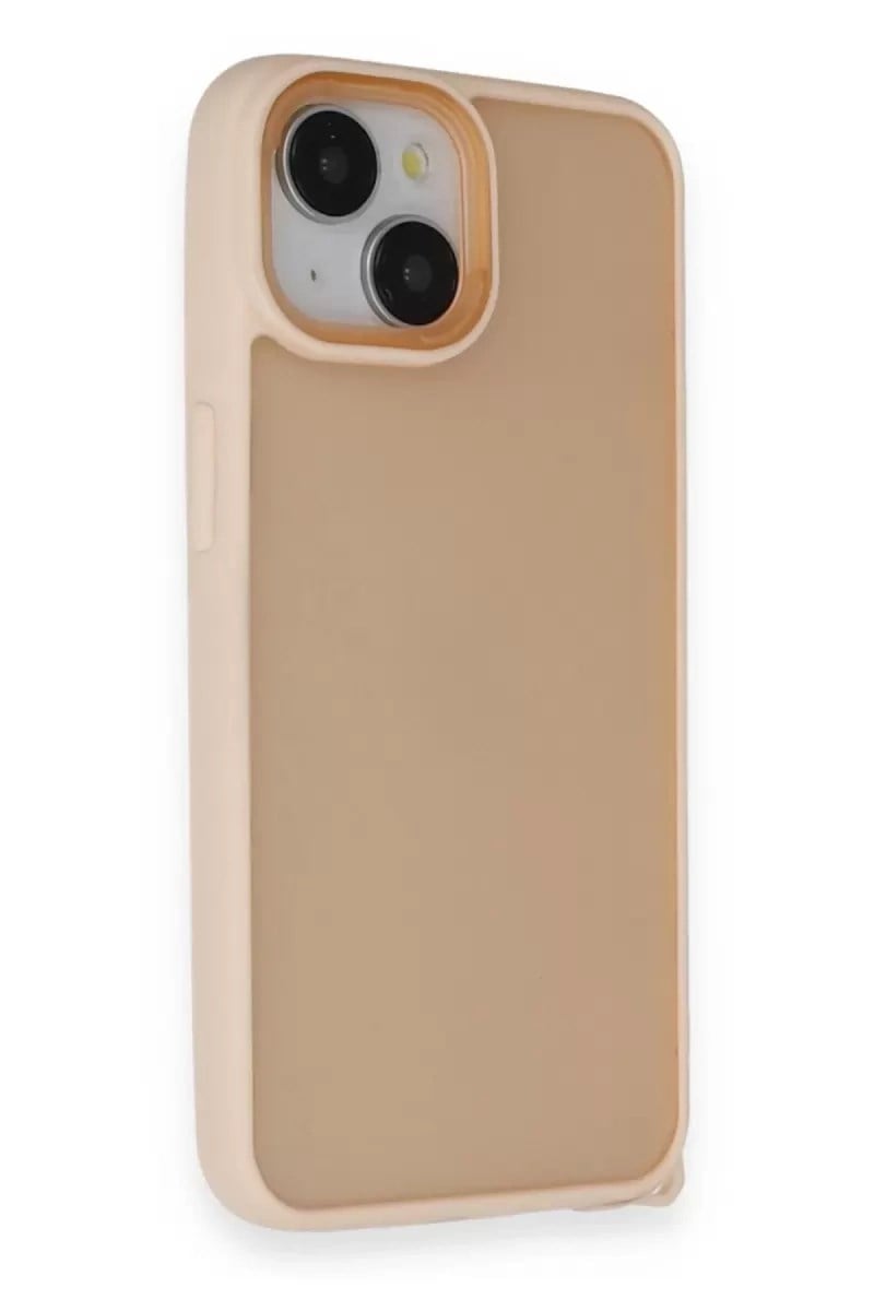 Mey İthalat®   iPhone 14 Kılıf Elegant Kapak - Pudra