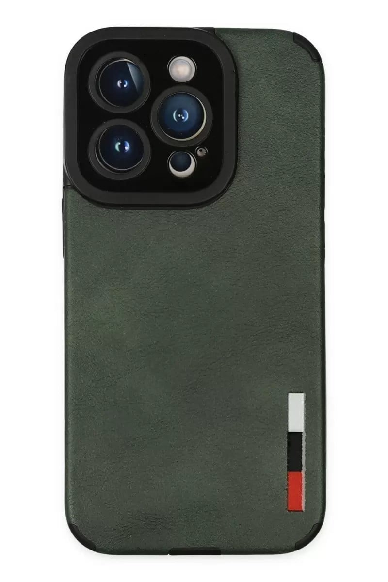 Mey İthalat®   iPhone 14 Pro Max Kılıf Loop Deri Silikon - Yeşil