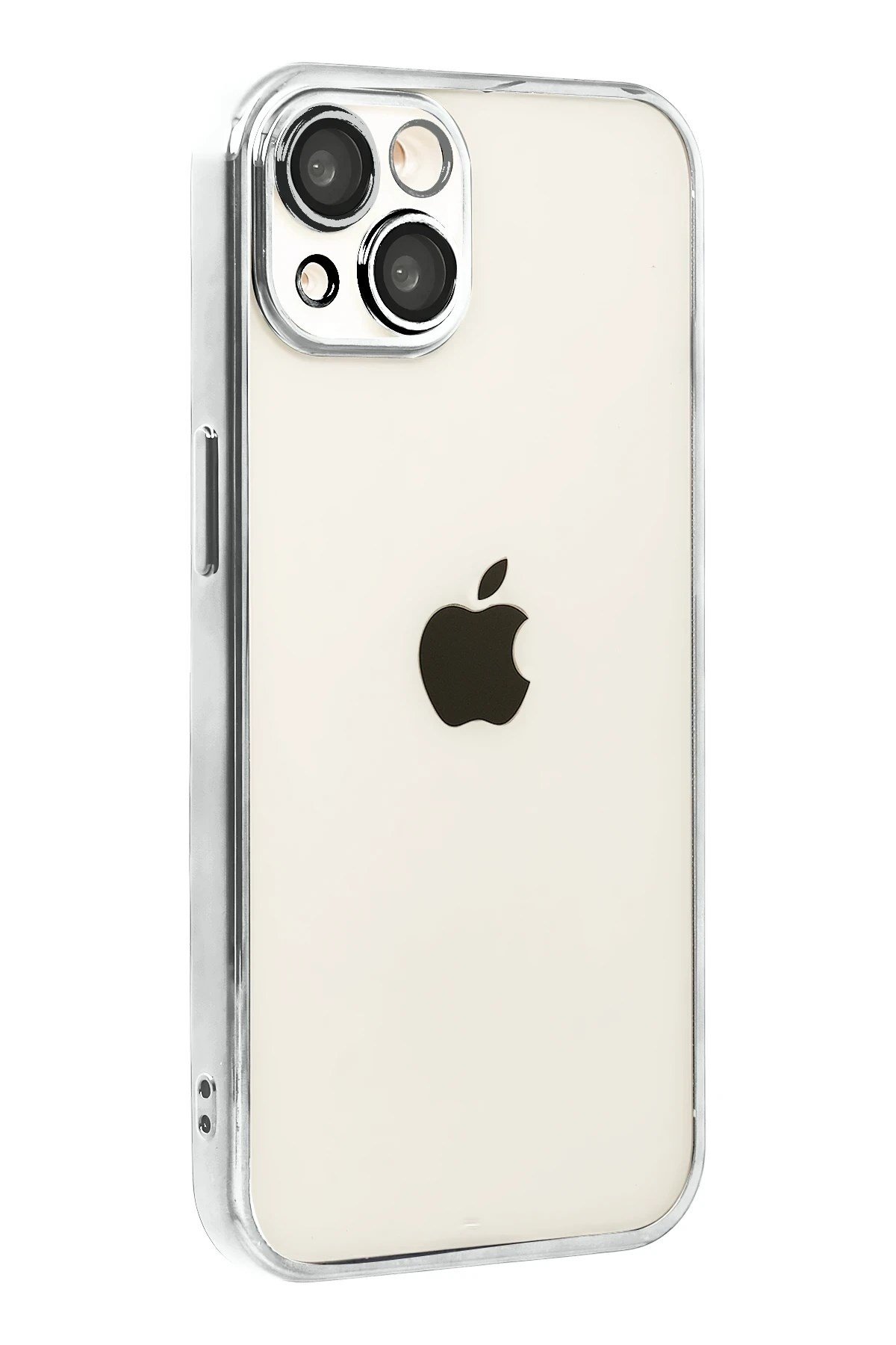 Mey İthalat®   iPhone 15  Lensli Silikon - Gümüş