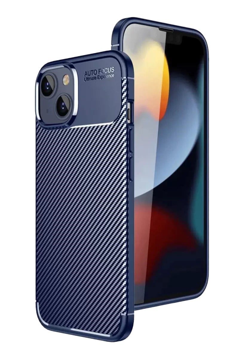 Mey İthalat®   iPhone 15 Kılıf Auto Focus Karbon Kapak - Lacivert