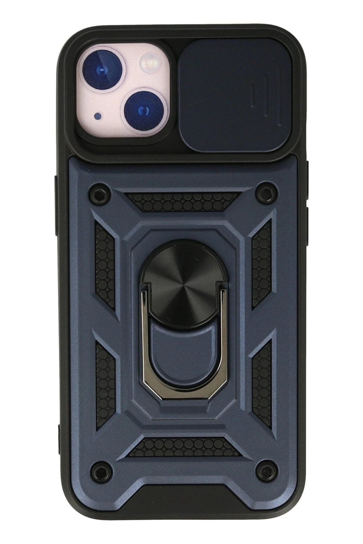 Mey İthalat®   iPhone 15 Kılıf Pars Lens Yüzüklü Silikon - Lacivert