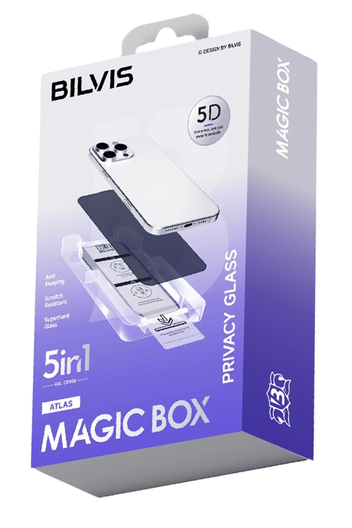 Mey İthalat®   iPhone 15 Pro Bilvis 5in1 5D Magic Hayalet Cam Ekran Koruyucu - Siyah
