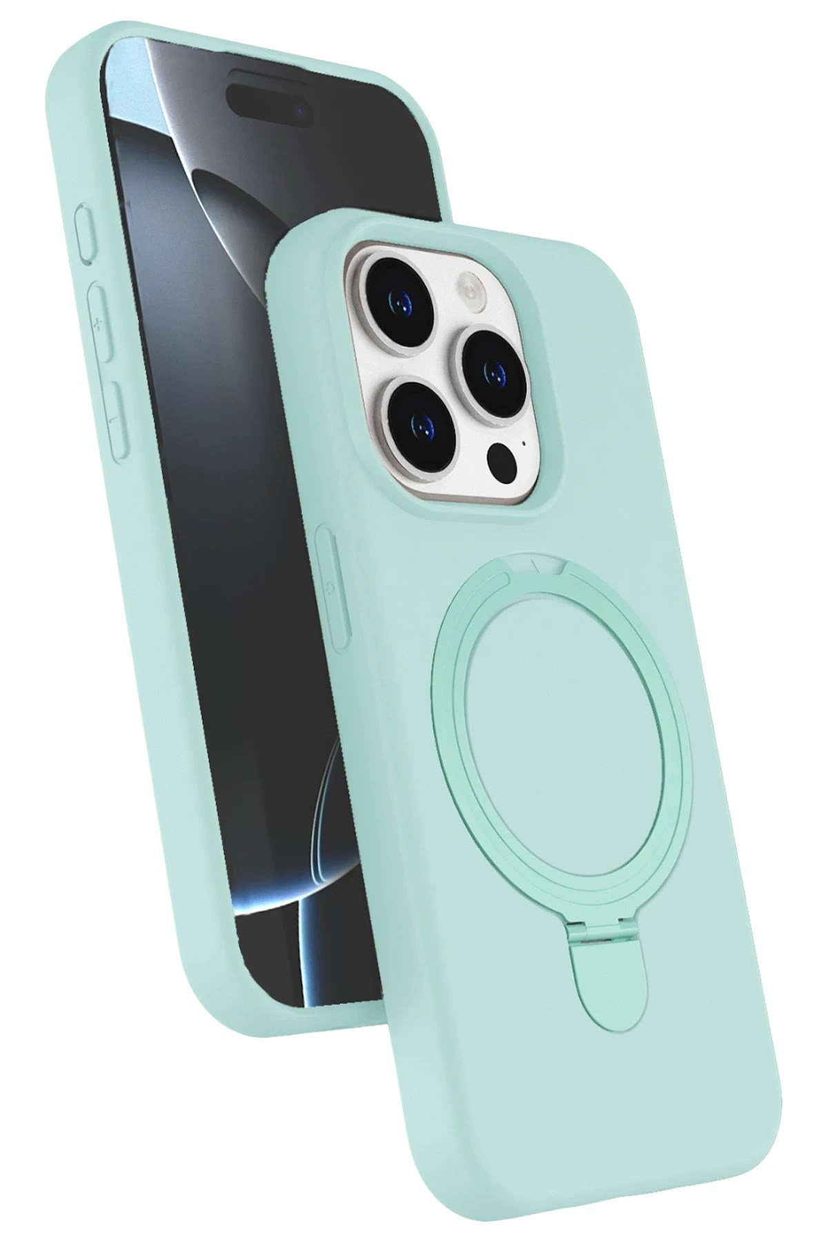 Mey İthalat®   iPhone 15 Pro Max Regal Magsafe Standlı Kapak - Su Yeşili