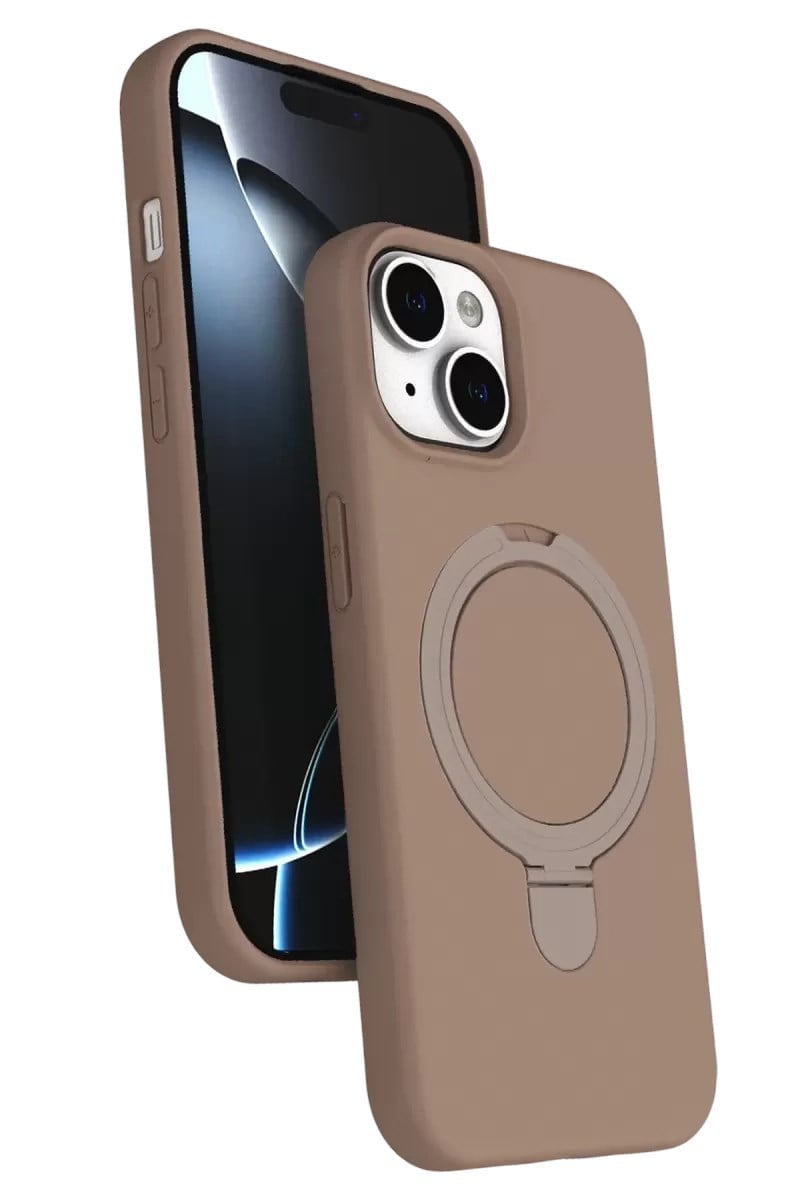 Mey İthalat®   iPhone 15 Regal Magsafe Standlı Kapak - Çöl Titanyum
