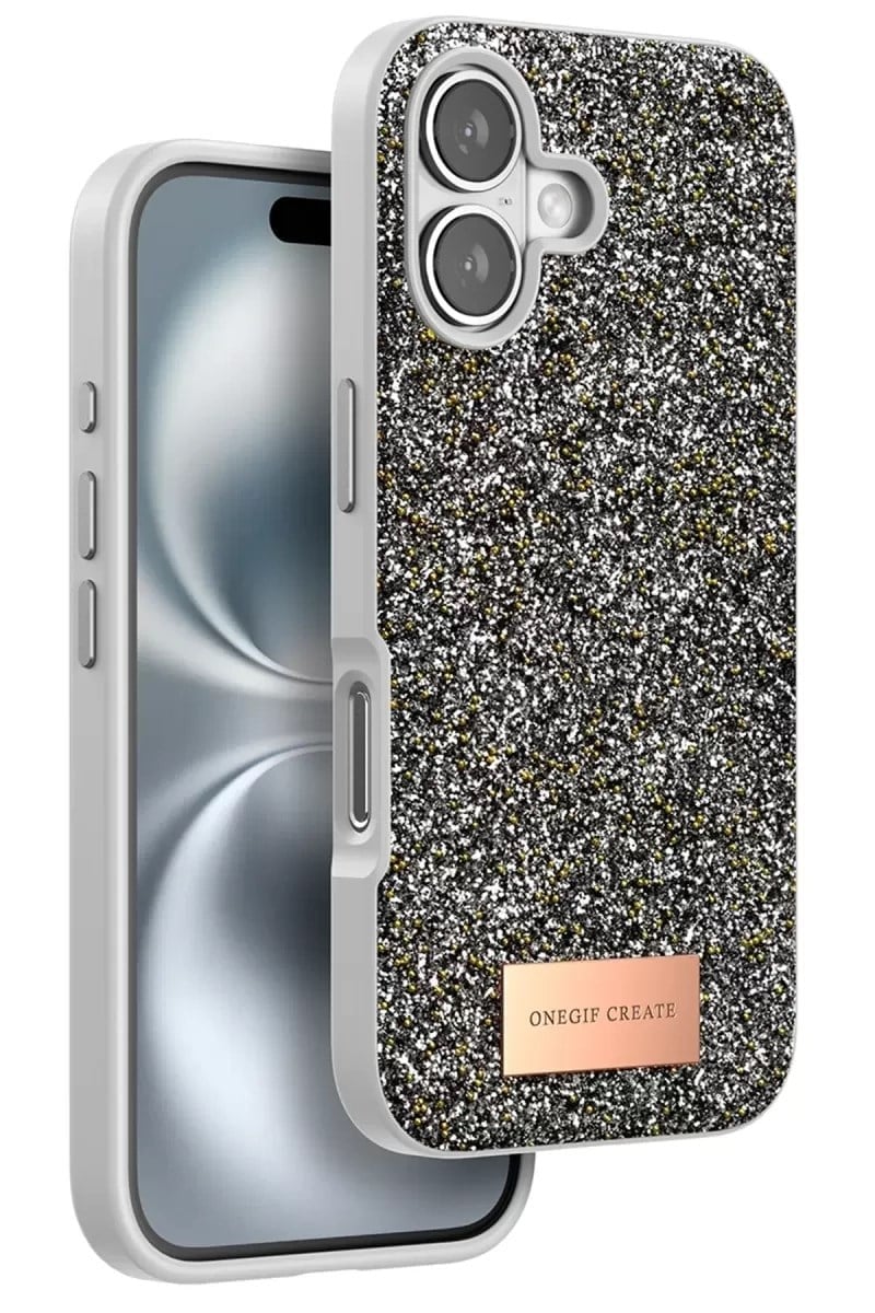 Mey İthalat®   iPhone 16 Bright Simli Kapak - Gümüş