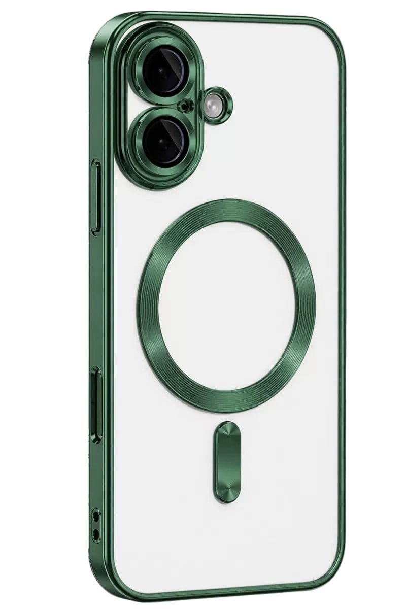 Mey İthalat®   iPhone 16 Kılıf Kross Magneticsafe Kapak - Koyu Yeşil