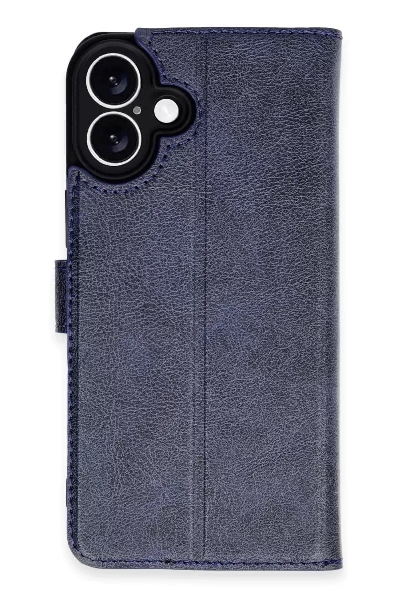 Mey İthalat®   iPhone 16 Kılıf Trend S Plus Kapaklı Kılıf - Lacivert