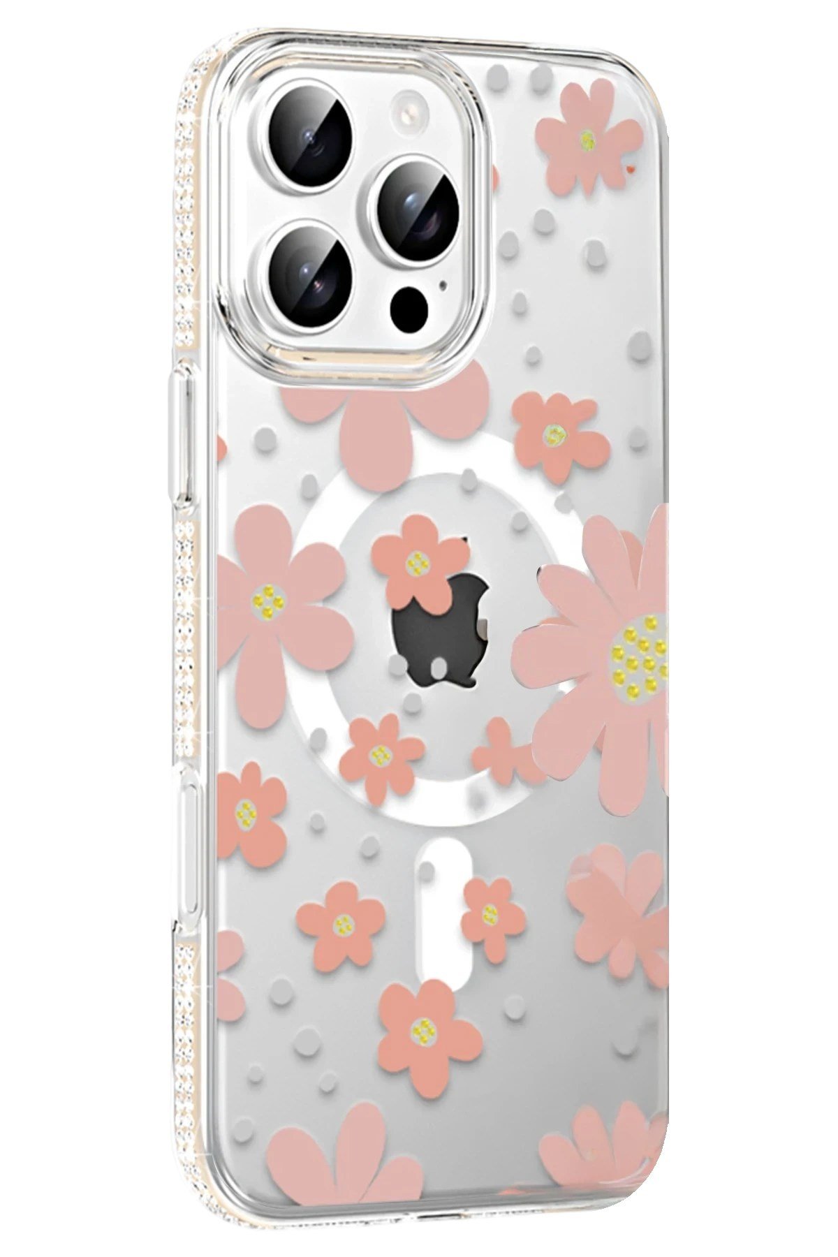 Mey İthalat®   iPhone 16 Pro Floral Magsafe Kapak - Pembe