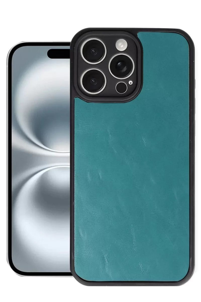 Mey İthalat®   iPhone 16 Pro Max Kılıf Aras Deri Kapak - Açık Yeşil