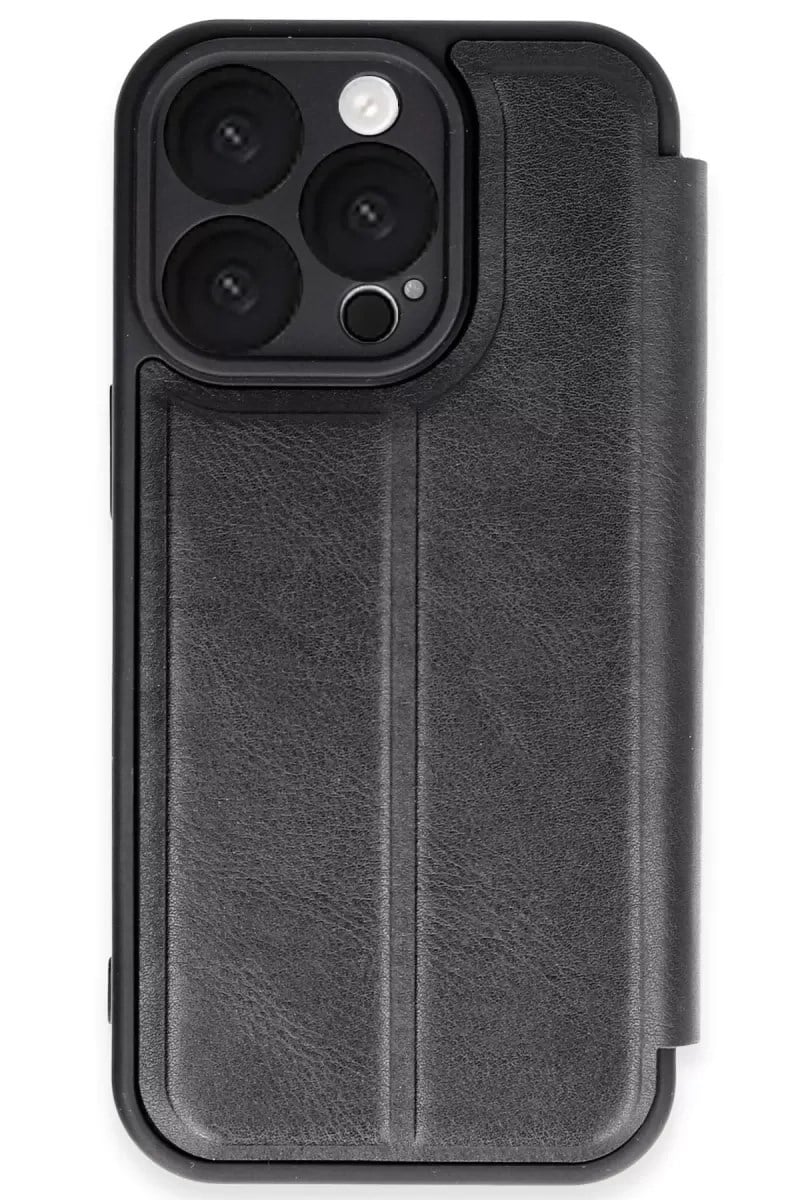 Mey İthalat®   iPhone 16 Pro Max Kılıf Flip Cover - Siyah