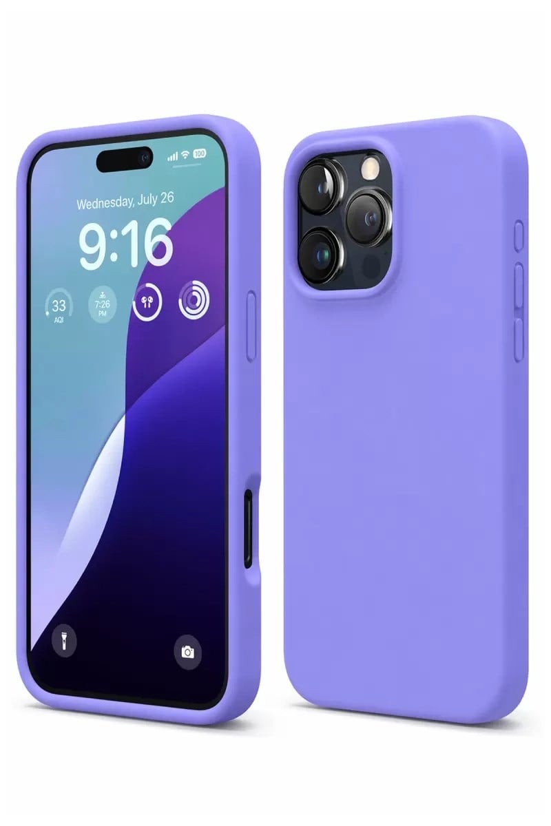 Mey İthalat®   iPhone 16 Pro Max Kılıf Nano içi Kadife Silikon - Lila