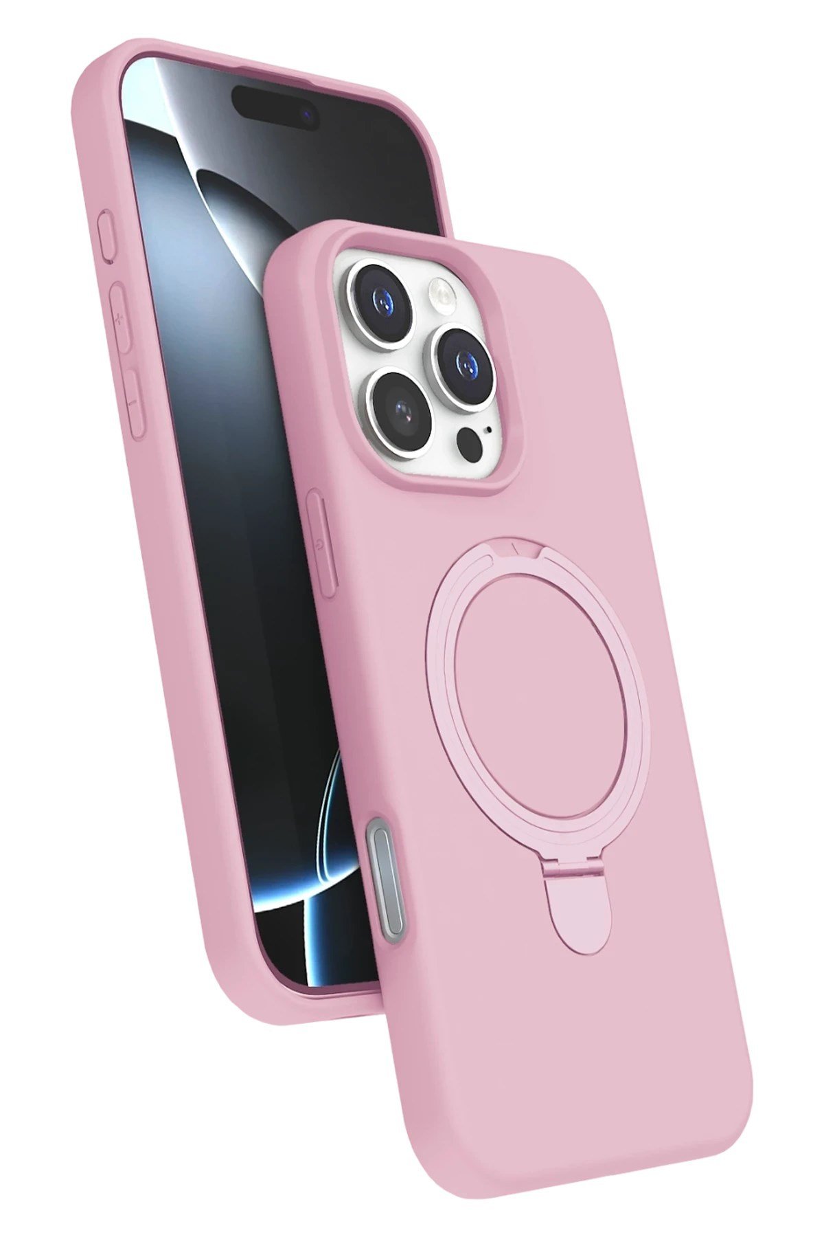 Mey İthalat®   iPhone 16 Pro Regal Magsafe Standlı Kapak - Açık Pembe