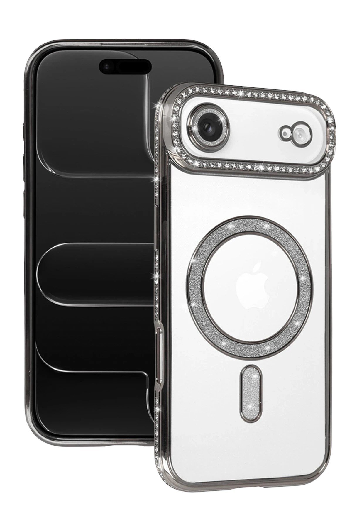 Mey İthalat®   iPhone 17 Air Joke Simli Magneticsafe Kılıf - Gümüş