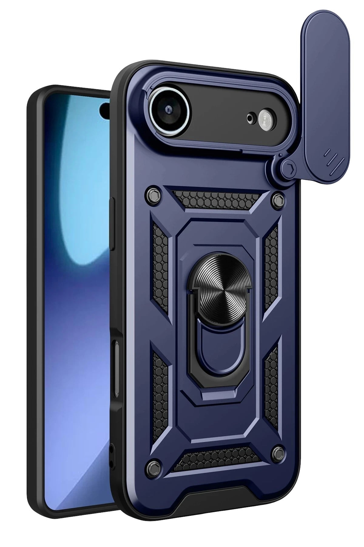 Mey İthalat®   iPhone 17 Air Pars Lens Yüzüklü Silikon - Lacivert