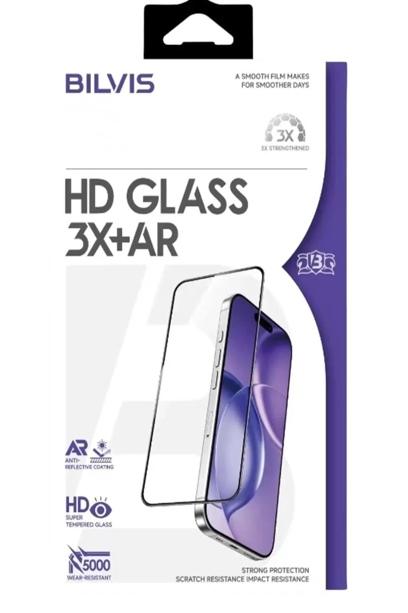 Mey İthalat®   iPhone 17 Pro Bilvis 3X AR HD Cam Ekran Koruyucu - Siyah